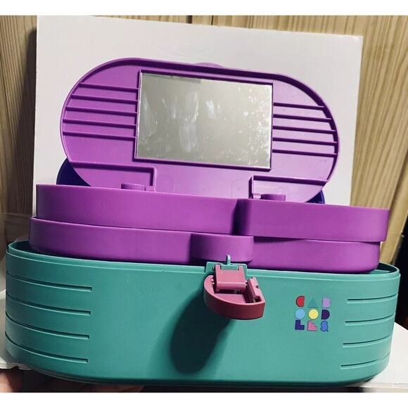 Vintage Original Caboodles makeup storage carrying case green purple mauve - Picture 2 of 12
